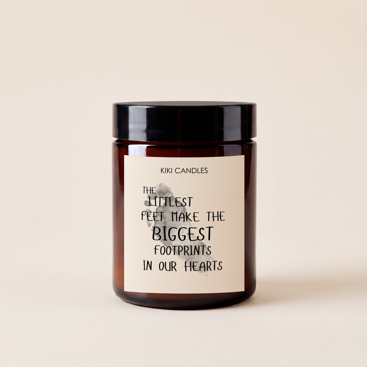 New Baby Footprints Candle – New Parents Gift — Amber Jar & Lid 140g