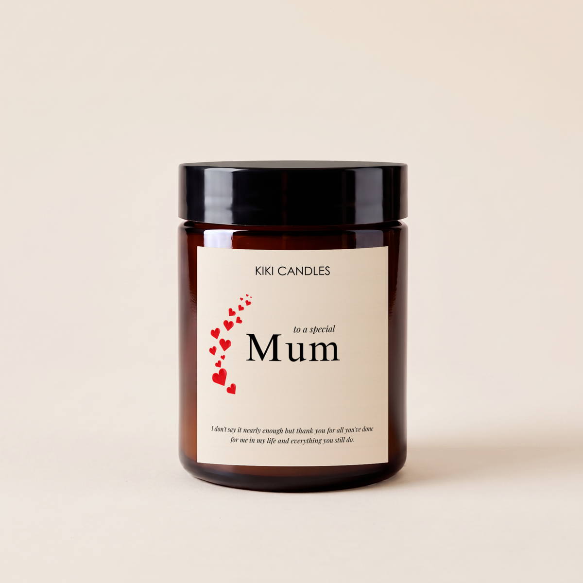 Personalised Candle for Mum – Mother's Day Gift — Amber Jar & Lid 140g