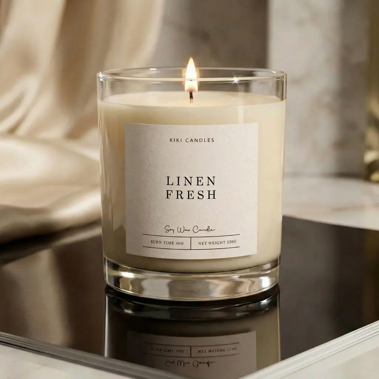 Linen Fresh Soy Wax Candle Crisp Clean Laundry Scent
