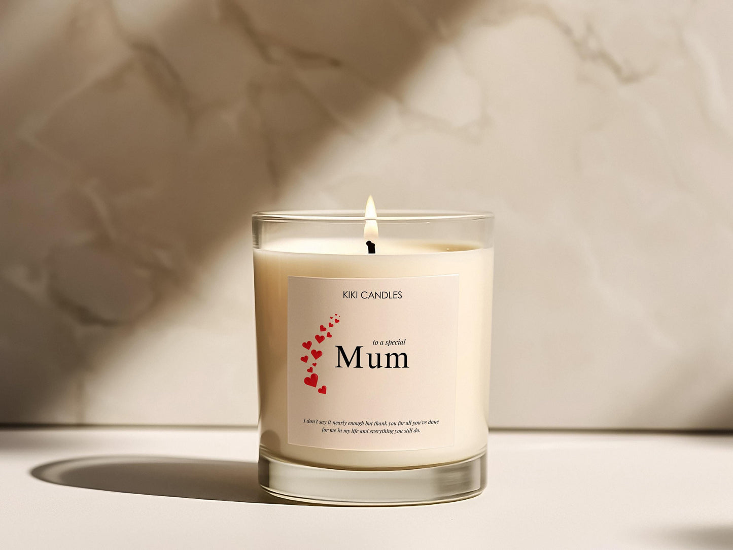 Happy Mothers Day Candle for a Special Mum, With personalised message, Soy Wax candle, choose a scent.