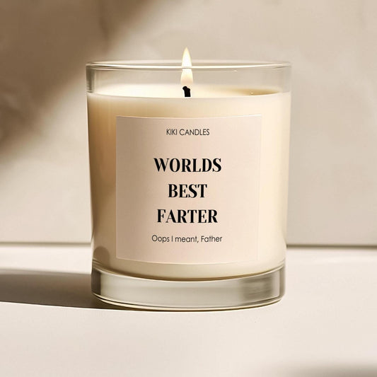 Worlds Best Farter, Fathers day candle, Funny scented soy wax candle gift for Dad, Father's Day Birthday first gift for Dad