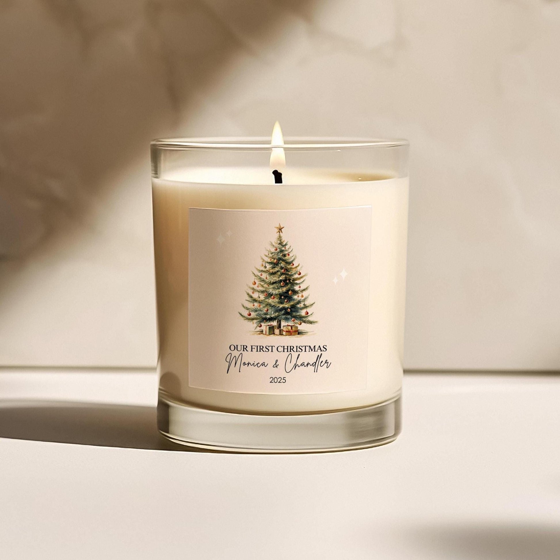Personalised Our First Christmas Candle | Couple Gift | Custom Names and Year | Soy Wax Candle | Newlywed Christmas Keepsake
