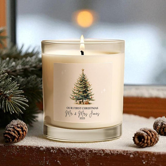 Personalised Our First Christmas Candle | Newlywed Gift | Custom Soy Wax Candle | Wedding Keepsake | Christmas Couple Gift 2025