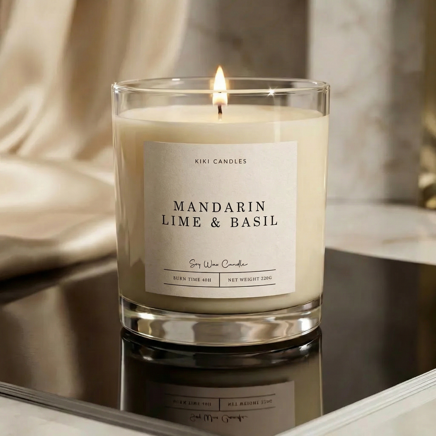 Mandarin Lime and Basil Soy Candle Invigorating Citrus and Herbal Aroma