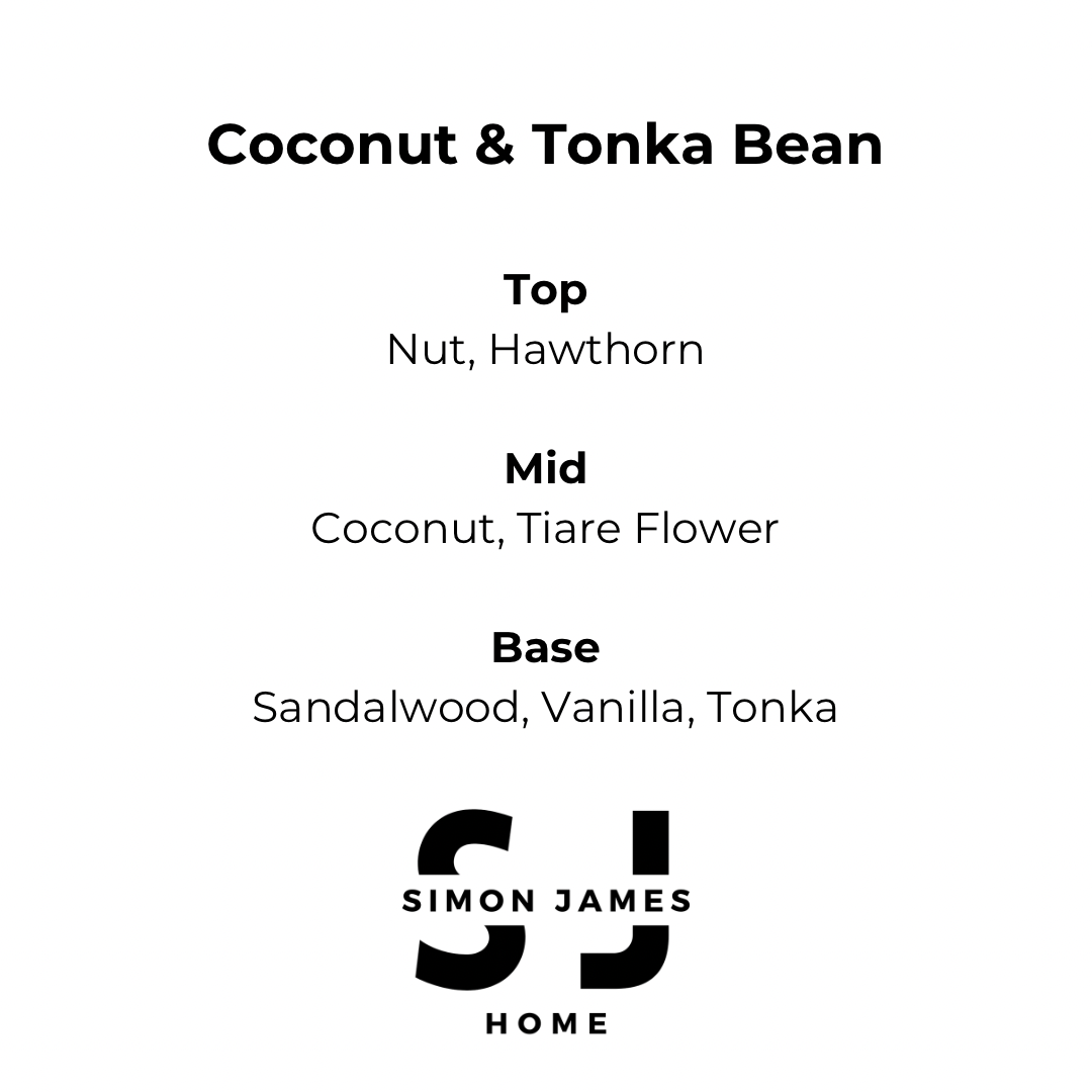 Coconut & Tonka Bean Candle - Handmade Soy Wax - Luxurious Coconut Candle