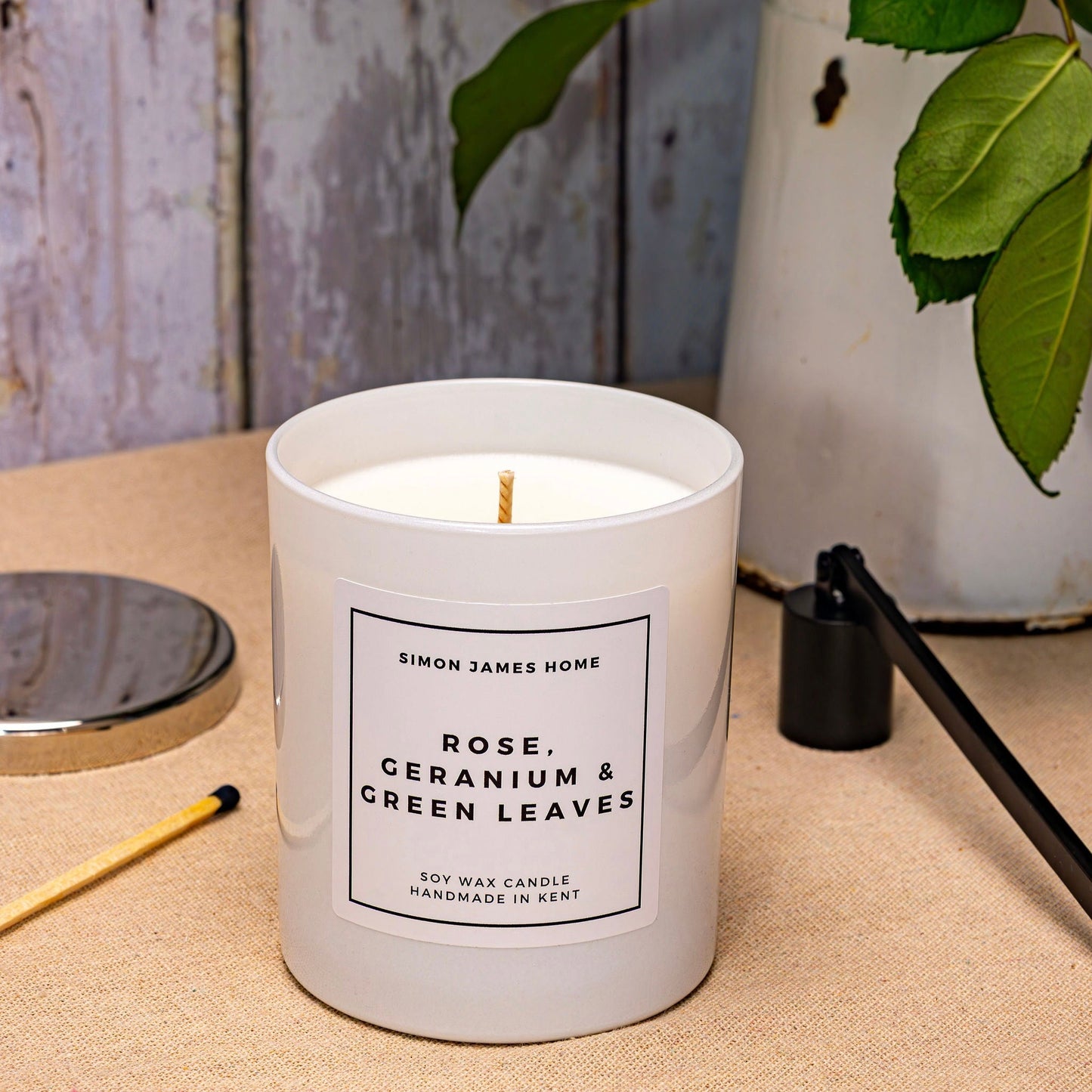 Rose, Geranium & Green Leaves Candle - Handmade Soy Wax - Rose Candle
