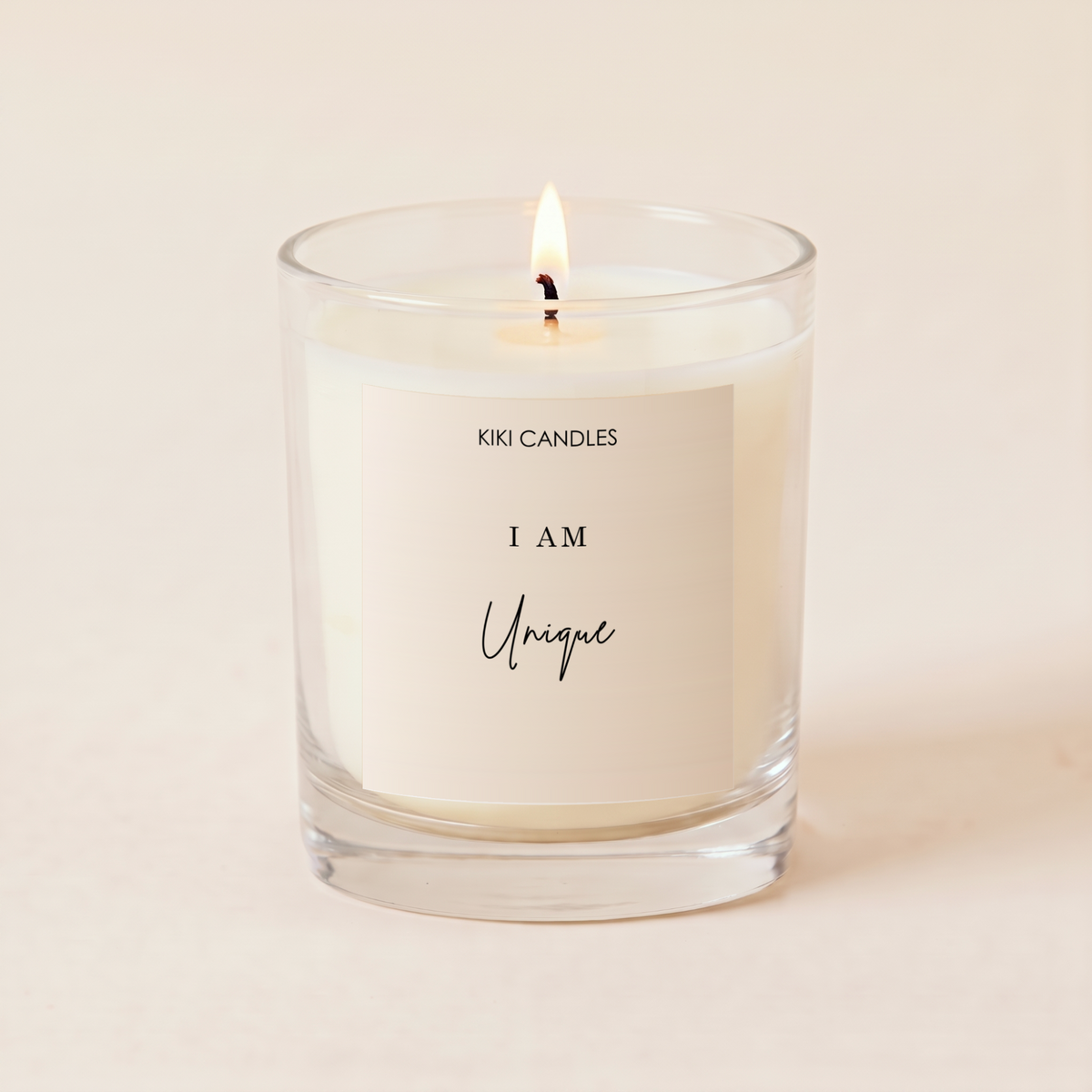 I Am Unique Candle – Affirmation Gift for Her — Clear Jar 20cl