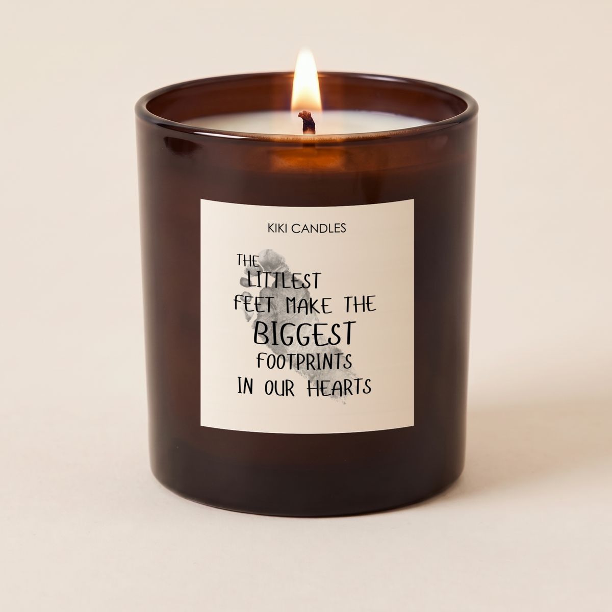 New Baby Footprints Candle – New Parents Gift — Amber Jar 30cl