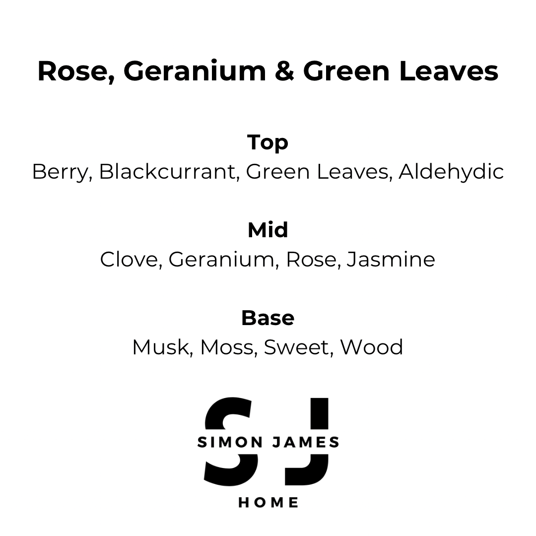 Rose, Geranium & Green Leaves Candle - Handmade Soy Wax - Rose Candle