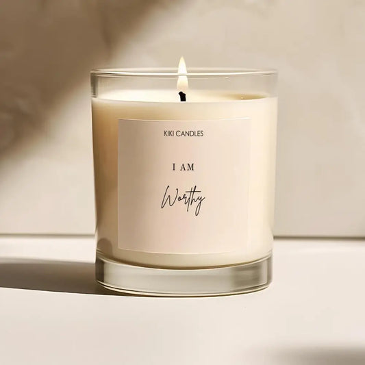I Am Worthy Candle Positive Affirmation Gratitude Grateful Mindfulness Gifts For Women Scented Candle Soy wax Candle