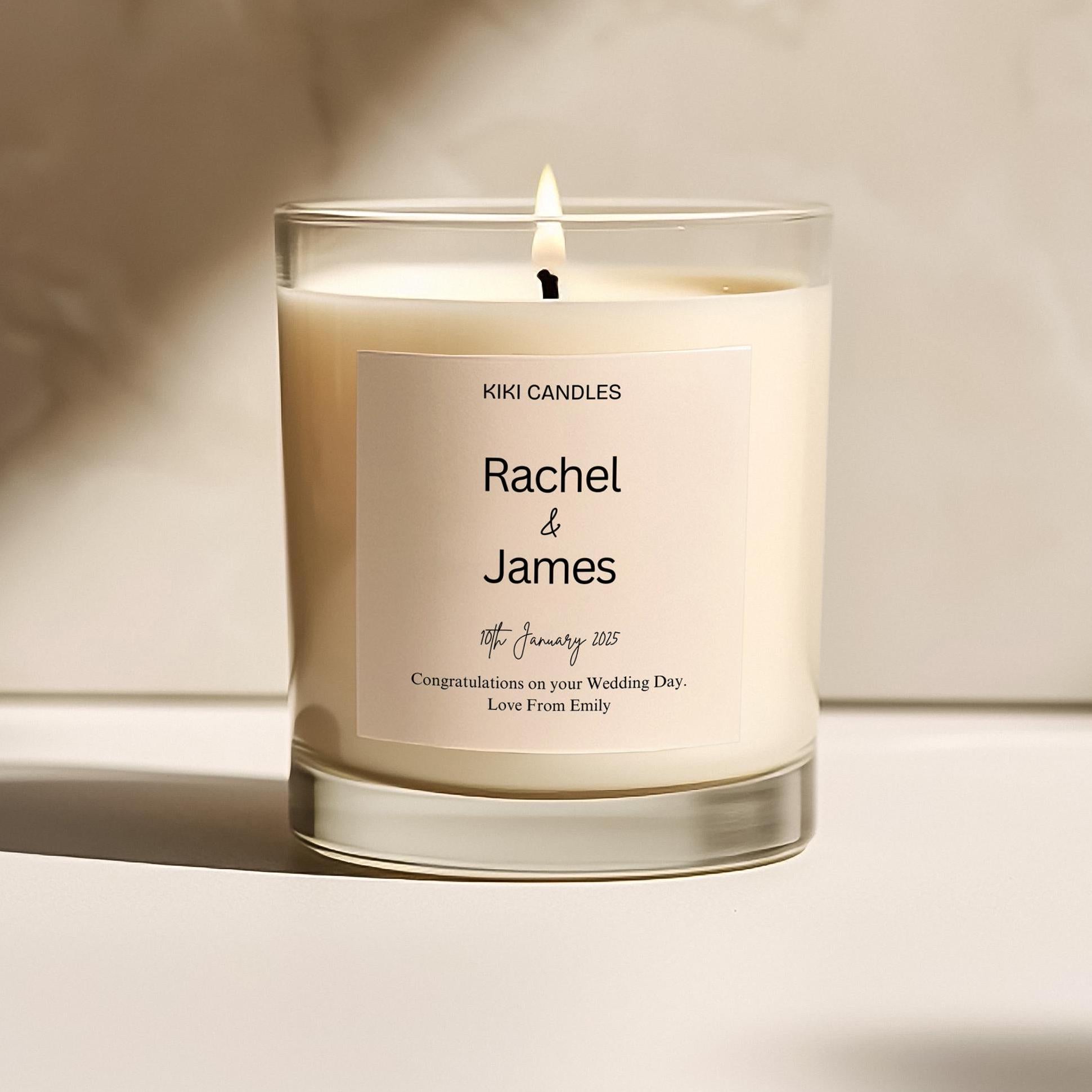 Personalised Wedding Day Gift Candle, Happy Wedding Day Soy Wax Candle