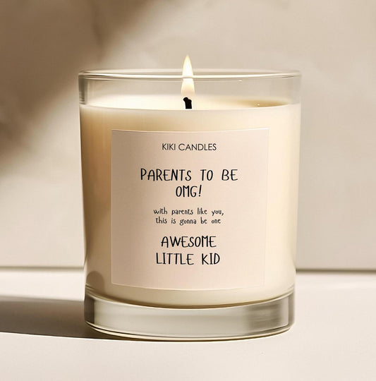 Parents To be baby shower soy wax candle gift, new mum candle keepsake