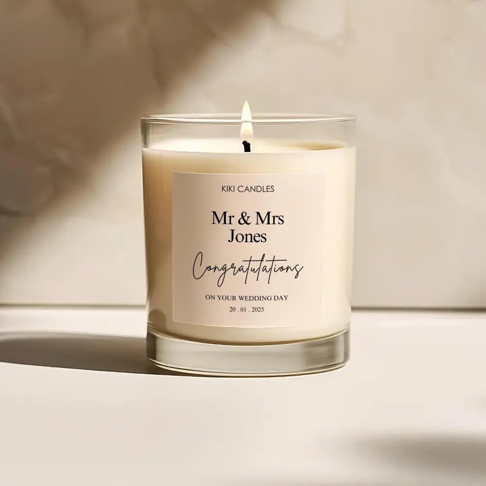 Mr and Mrs personalised Wedding Day Gift Candle Perfect gift for the new couple Soy Wax Candle